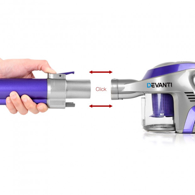 150W Cordless Rechargeable Vacuum Cleaner Stick - Purple & Grey Image 9