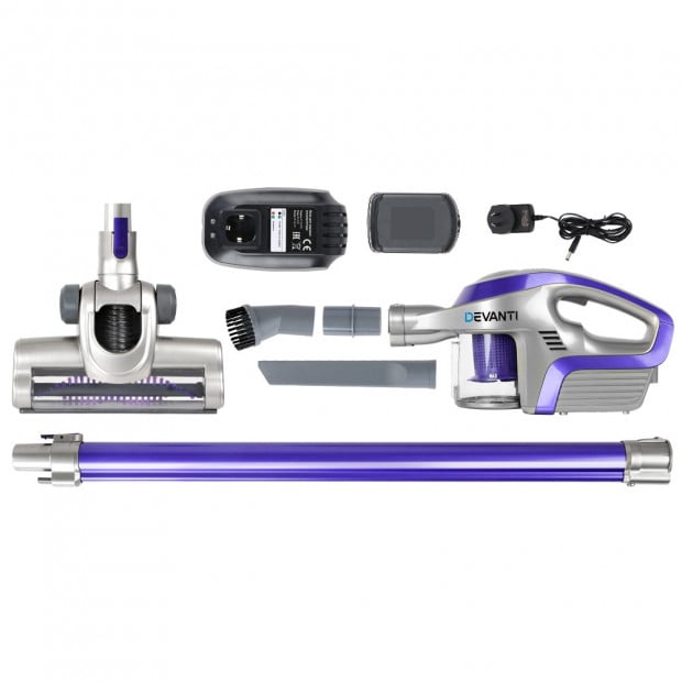 150W Cordless Rechargeable Vacuum Cleaner Stick - Purple & Grey Image 12
