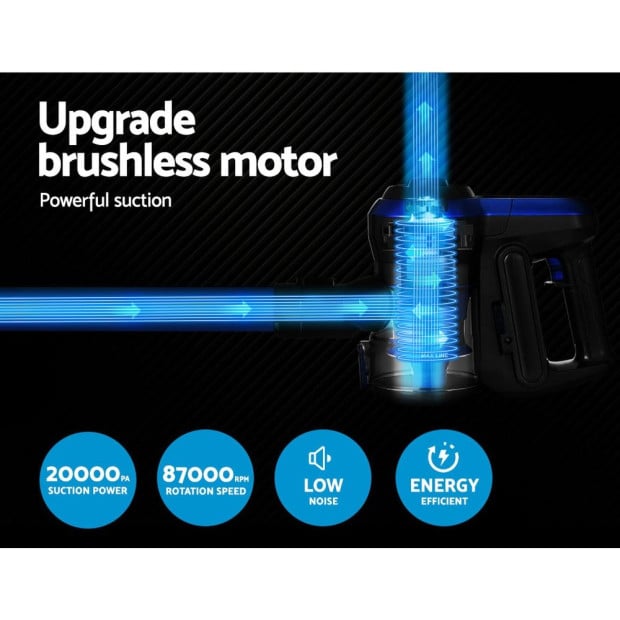 Handheld Vacuum Cleaner Cordless Handstick 250W Brushless Motor Blue Image 6