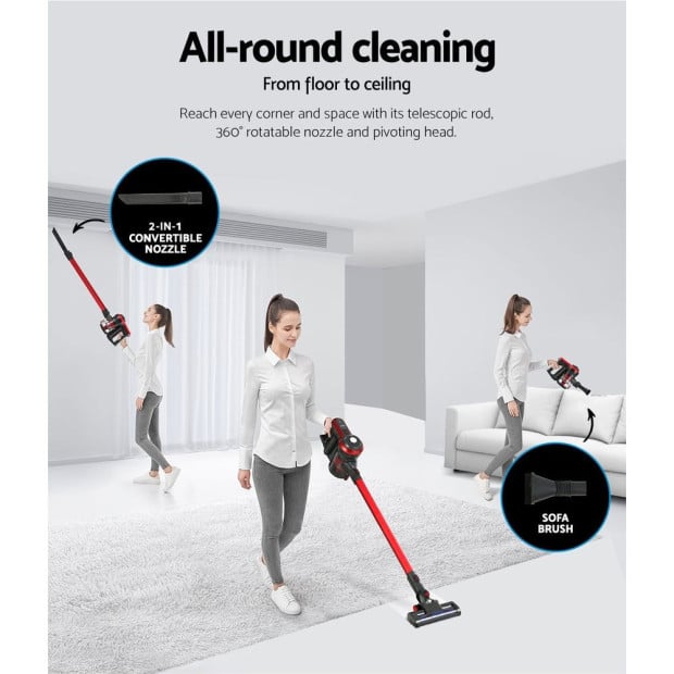 Handheld Vacuum Cleaner Cordless Stick 250W Brushless Motor Red Image 7
