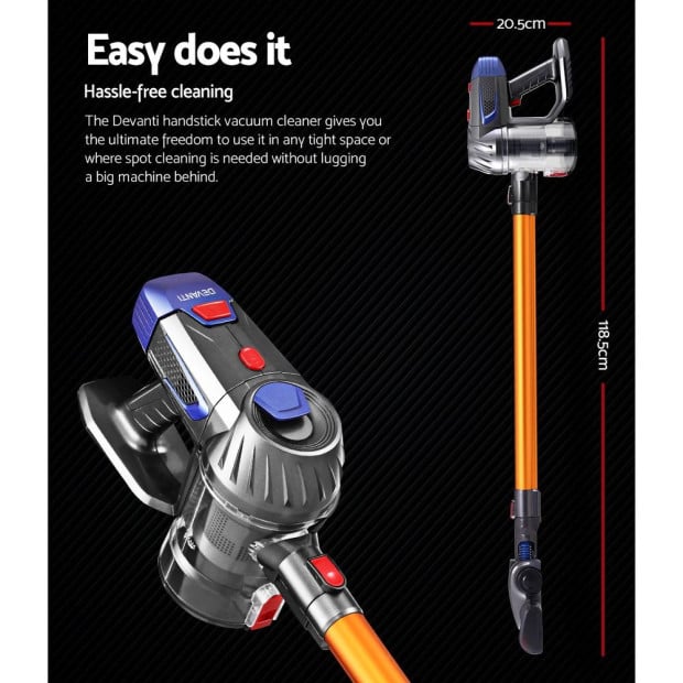 Handheld Vacuum Cleaner Cordless Handstick 2-speed LED Headlight Gold Image 2