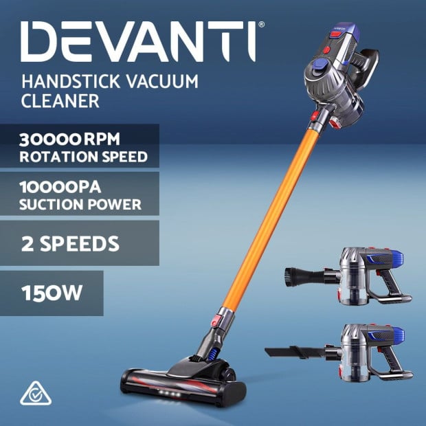 Handheld Vacuum Cleaner Cordless Handstick 2-speed LED Headlight Gold Image 3