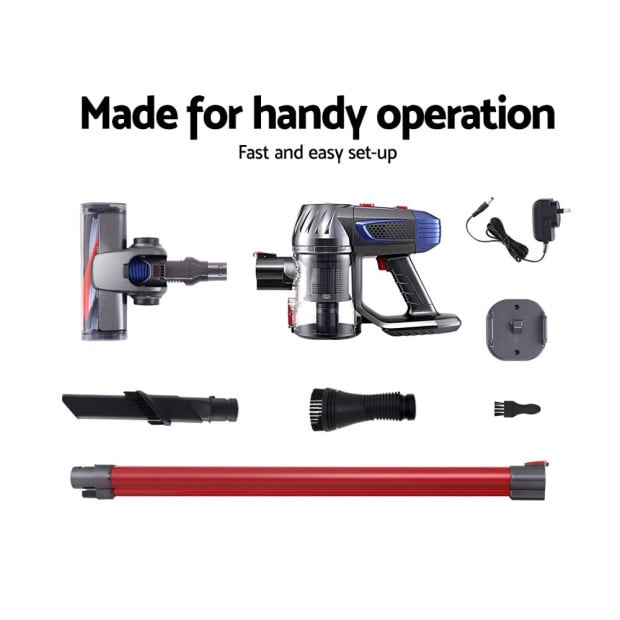 Handheld Vacuum Cleaner Cordless Stick Handstick 2-speed Headlight Red Image 6