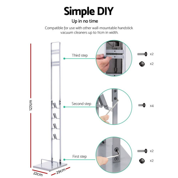 Freestanding Vacuum Stand Rack For Dyson V6 V7 V8 V10 V11 V12 Silver Image 2
