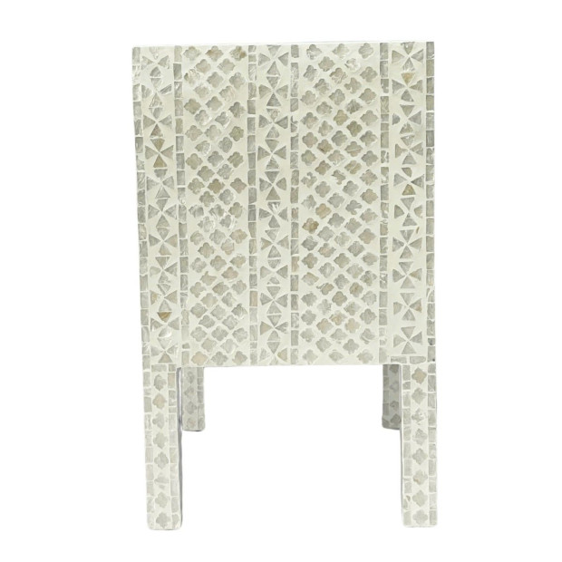 Mother Of Pearl Noir Bedside Table Cream 2-Drawers Image 6