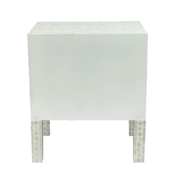 Mother Of Pearl Noir Bedside Table Cream 2-Drawers Image 7