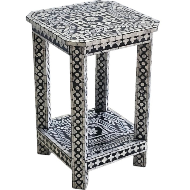 Mother Of Pearl Noir Opulence Side Table Bedside Desk
