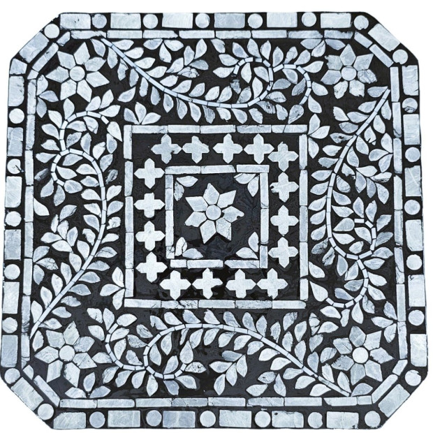 Mother Of Pearl Noir Opulence Side Table Bedside Desk Image 4