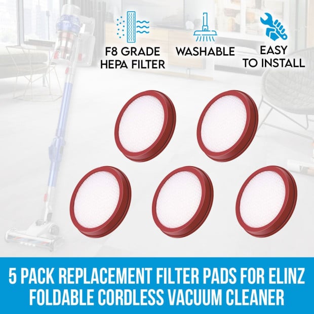 5 Pack Replacement Filter Pads for Cordless Vacuum Cleaner VCHSG10