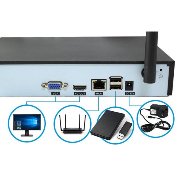 4ch Cctv Wireless Security System 2mp Ip Wifi 2x Camera Image 7