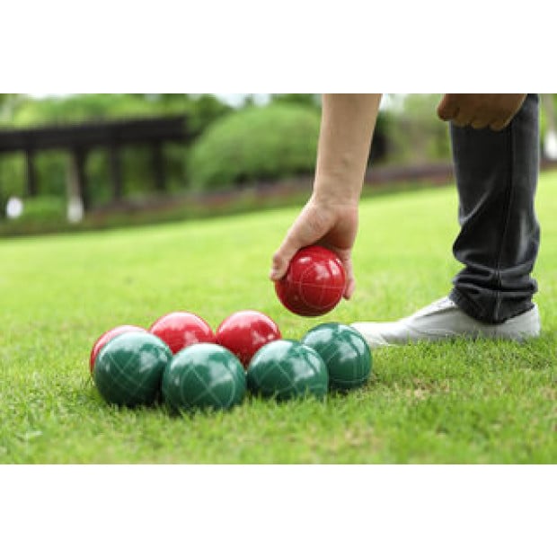 Deluxe 8 Resin Bowls Bocce Game Set Red & Green W/ Rules Image 3