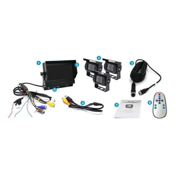 Elinz Waterproof 7in Quad Monitor With 3 Camera And 3x 10m Cable Image 7