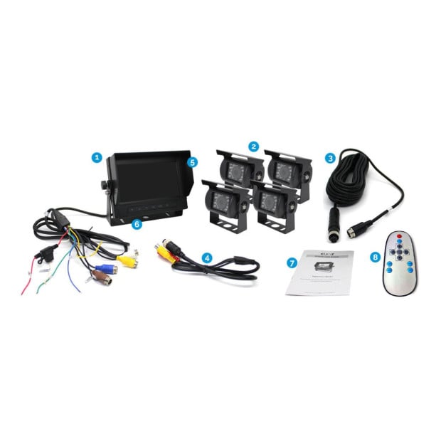 Elinz Waterproof 7in Quad Monitor With 4 Camera And 4x 10m Cable Image 7
