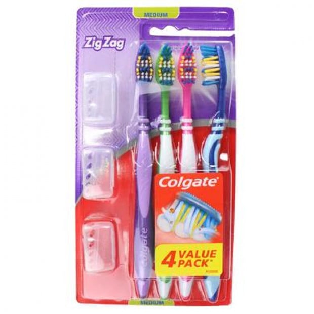 COLGATE PK4 TOOTHBRUSH ZIG ZAG SOFT & MEDIUM ASSORTED