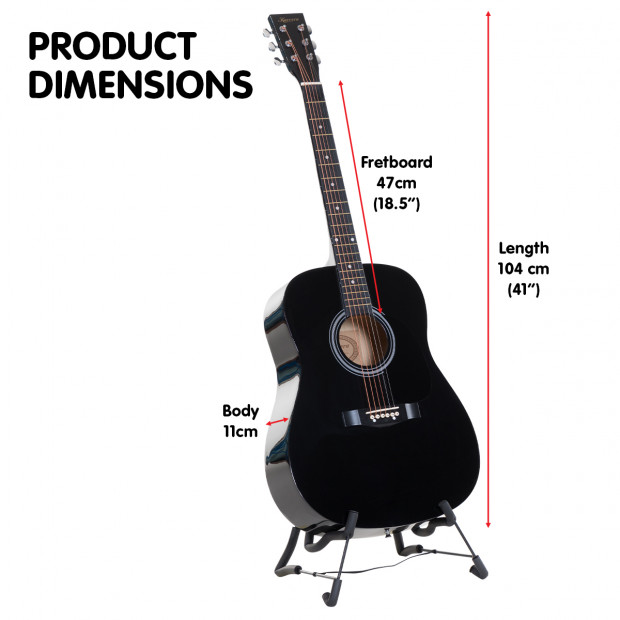Karrera 41in Acoustic Wooden Guitar Black Image 5