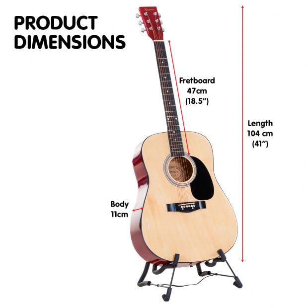 Karrera 41in Acoustic Wooden Guitar Natural Image 6