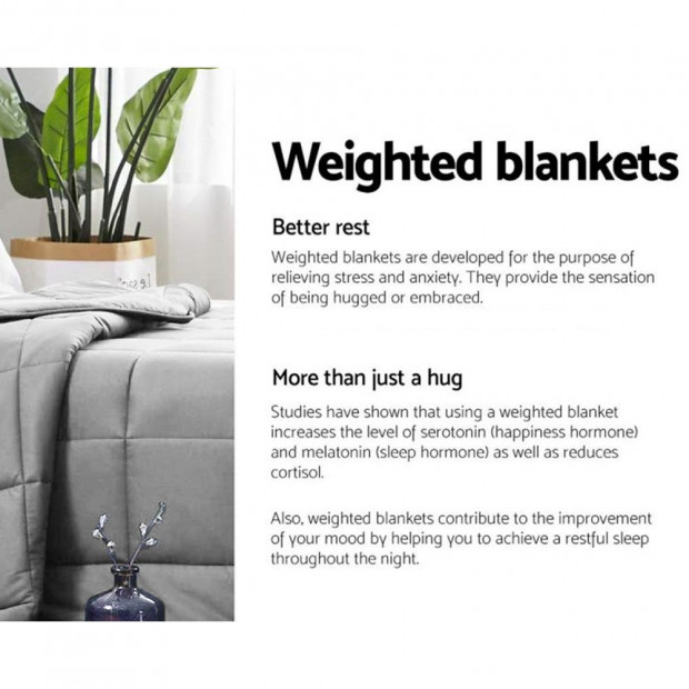 Laura Hill Weighted Blanket Heavy Quilt Queen Doona 9Kg - Grey Image 2