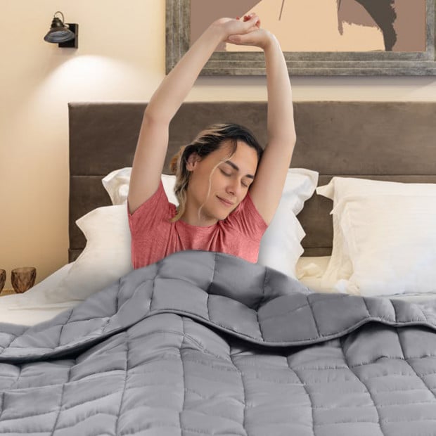 Laura Hill Weighted Blanket Heavy Quilt Queen Doona 9Kg - Grey Image 2