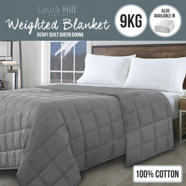 Laura Hill Weighted Blanket Heavy Quilt Queen Doona 9Kg - Grey Image 8