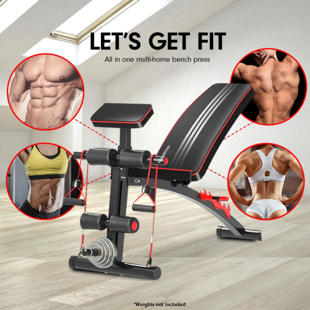 Powertrain Adjustable FID Home Gym Bench with Preacher Curl Pad Image 2
