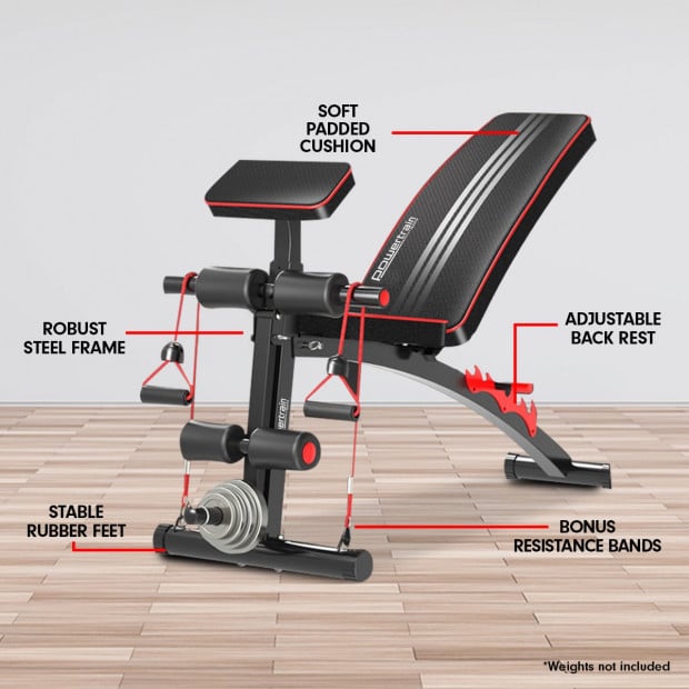 Powertrain Adjustable FID Home Gym Bench with Preacher Curl Pad Image 9