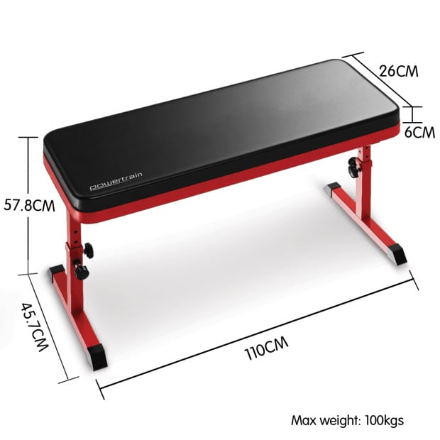 Powertrain Height-Adjustable Exercise Home Gym Flat Weight Bench Image 3