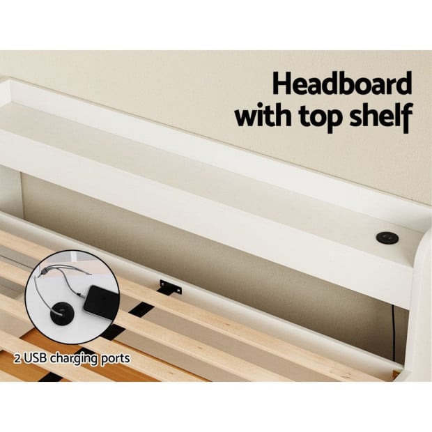 Bed Frame Double Size Mattress Base Wtih Charging Ports 2 Storage Drawers Image 6