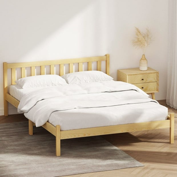 Bed Frame Wooden Double Size Base Pine Timber Oak Image 8