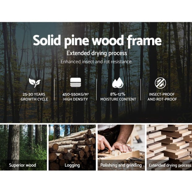 Wooden Bed Frame Queen Size Pine Timber Mattress Base Bedroom Image 4