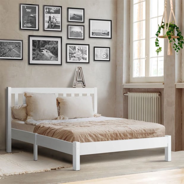 Wooden Bed Frame Queen Size Pine Timber Mattress Base Bedroom Image 7