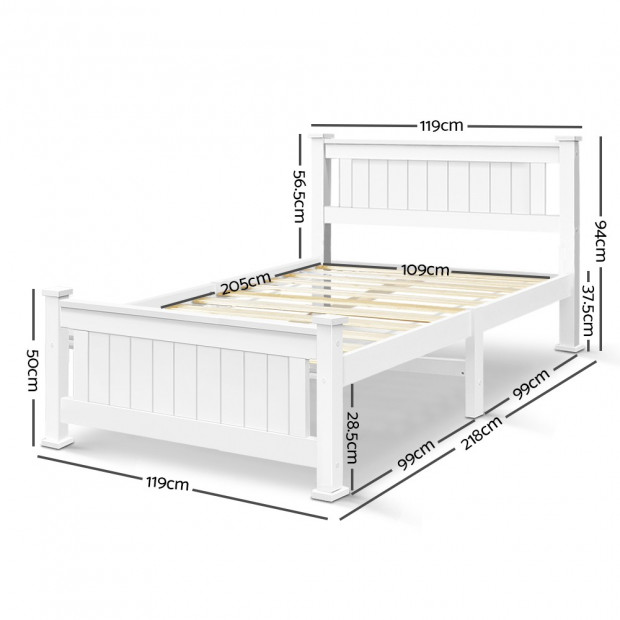 King Single Wooden Bed Frame White