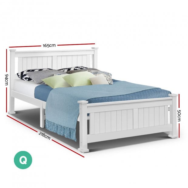 Queen Size Wooden Bed Frame Kids Adults Timber Image 2