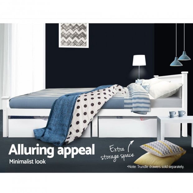 Queen Size Wooden Bed Frame Kids Adults Timber Image 6