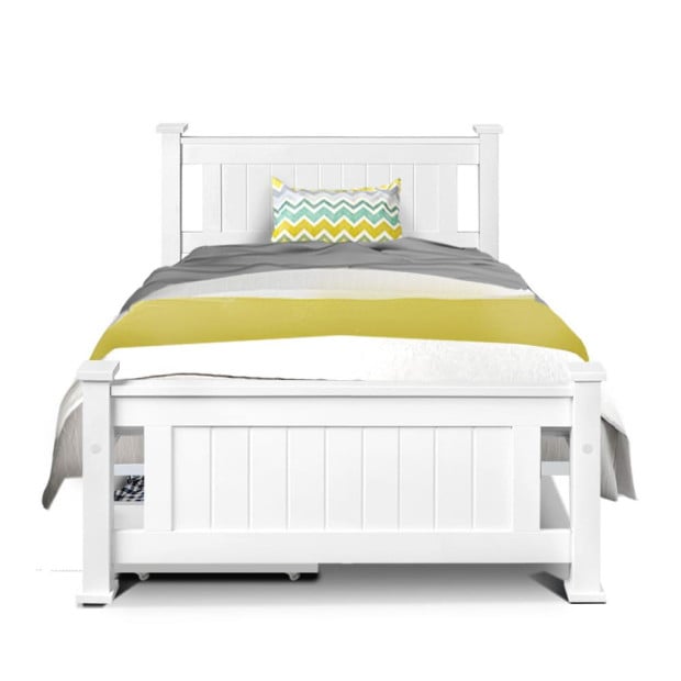 Wooden Bed Frame Timber Single Size Rio Storage Drawers Base Image 3