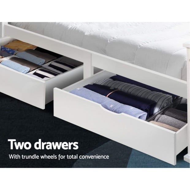Wooden Bed Frame Timber Single Size Rio Storage Drawers Base Image 6