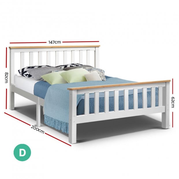 Double Full Size Wooden Bed Frame PONY Timber Mattress Bedroom Kids Image 2