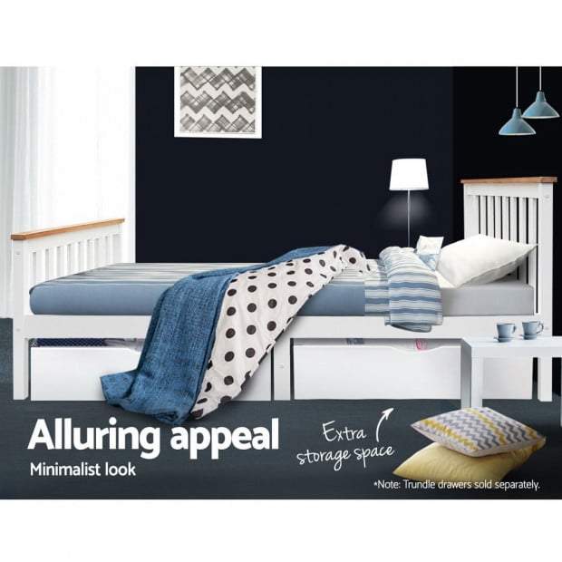 Double Full Size Wooden Bed Frame PONY Timber Mattress Bedroom Kids Image 6