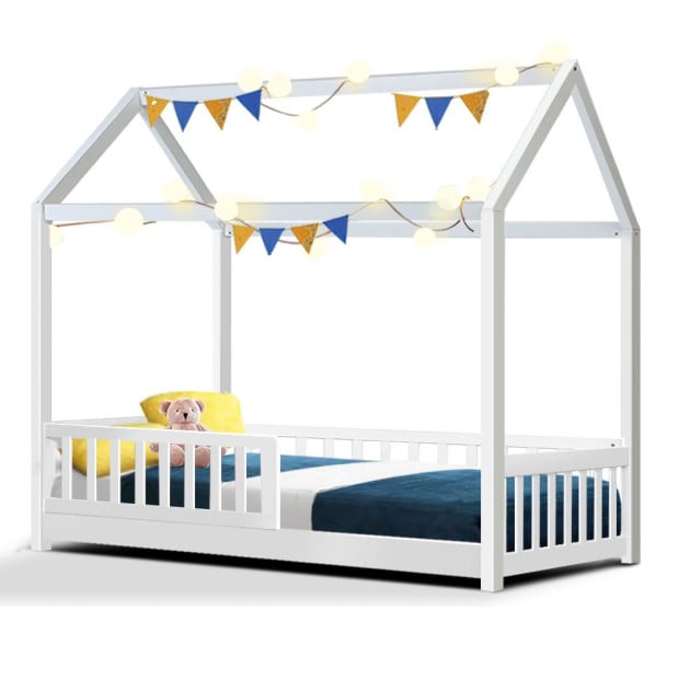 Wooden Bed Frame Single Timber Mattress Base Pine Platform White Rock