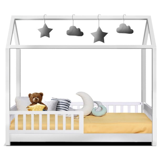 Wooden Bed Frame Single Timber Mattress Base Pine Platform White Rock Image 3