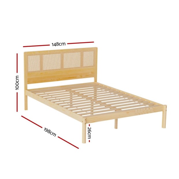 Bed Frame Double Size Rattan Wooden Rita Image 2