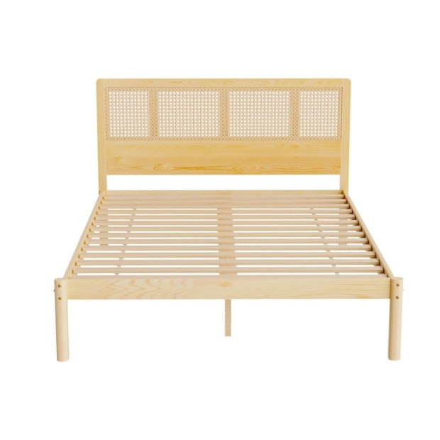 Bed Frame Double Size Rattan Wooden Rita Image 3