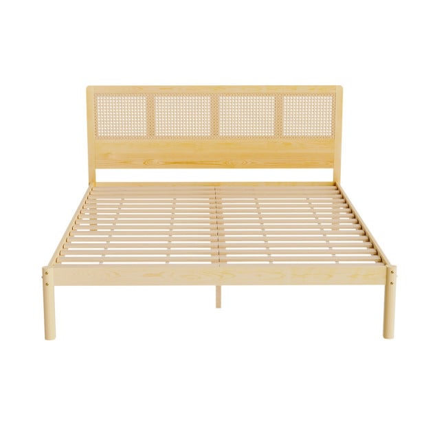Bed Frame Queen Size Rattan Wooden Rita Image 3