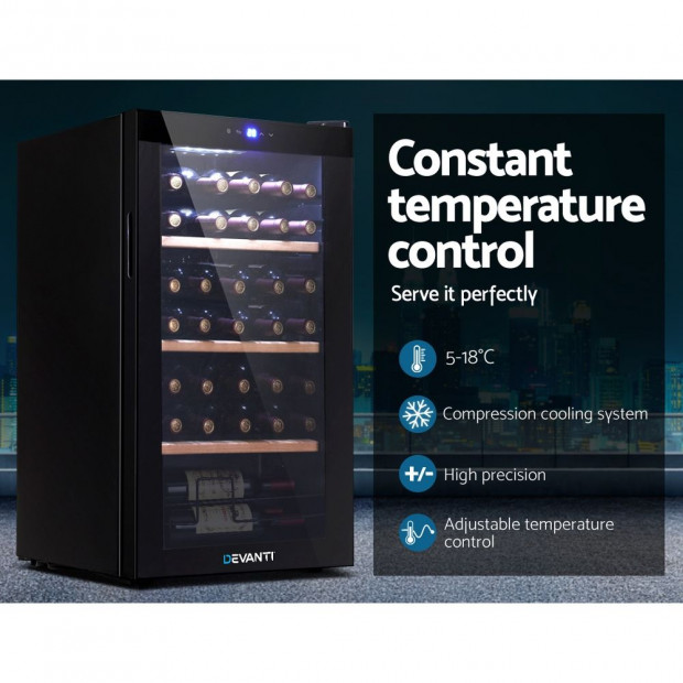 34 Bottles Wine Cooler Compressor Chiller Beverage Fridge Image 3