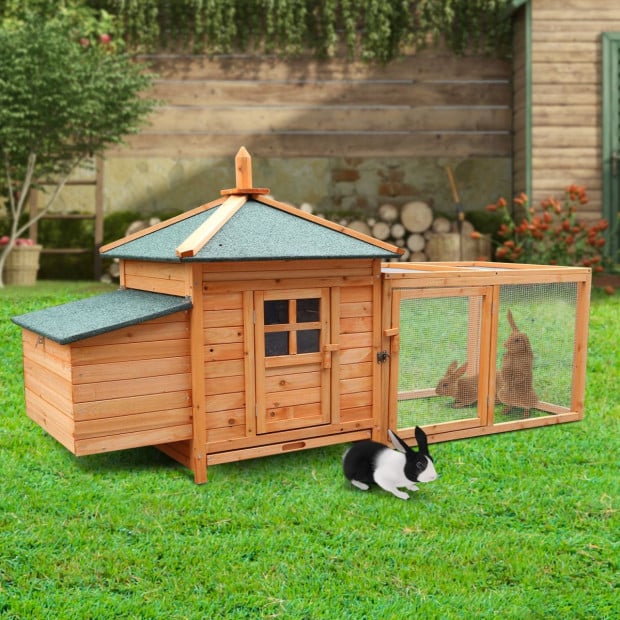 Furtastic Large Wooden Chicken Coop Rabbit Hutch Nesting Box Fir Wood Image 6