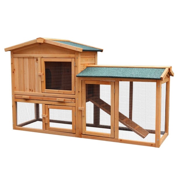 Furtastic Large Wooden Chicken Coop & Rabbit Hutch With Ramp Image 2