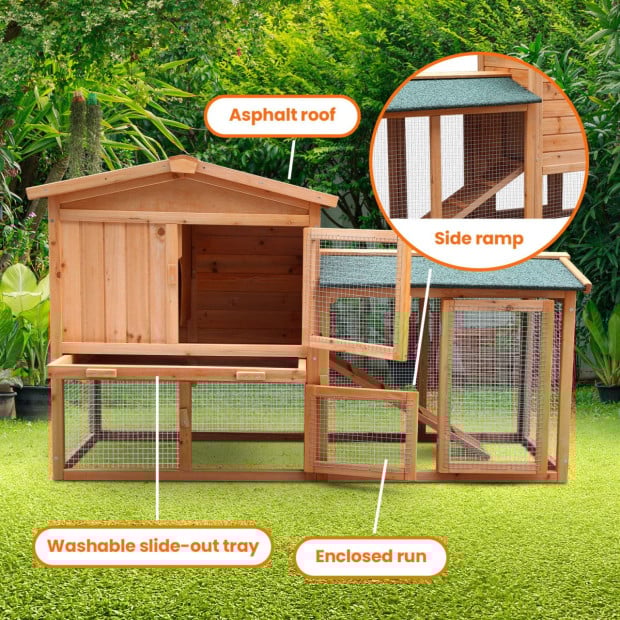 Furtastic Large Wooden Chicken Coop & Rabbit Hutch With Ramp Image 6