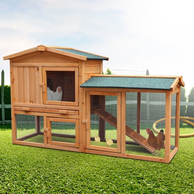 Furtastic Large Wooden Chicken Coop & Rabbit Hutch With Ramp Image 10