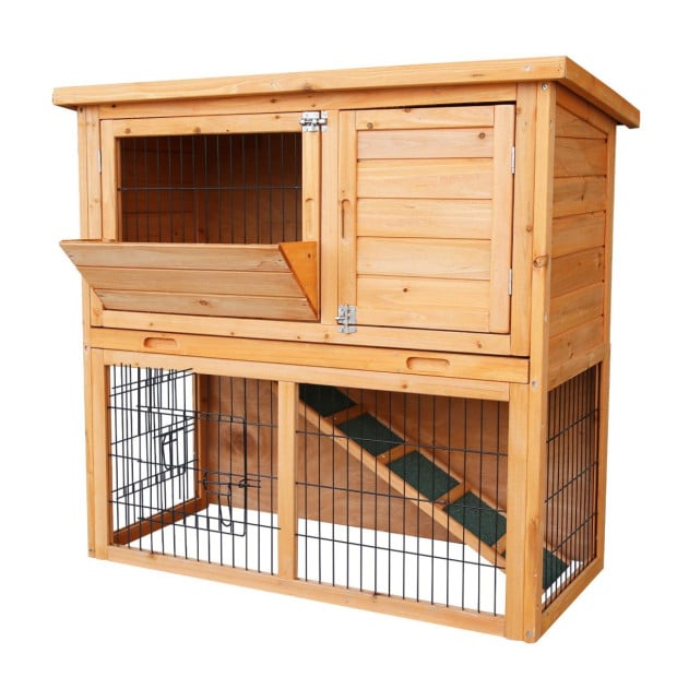 Furtastic 2-Storey Wooden Chicken Coop & Rabbit Hutch With Trough Image 2