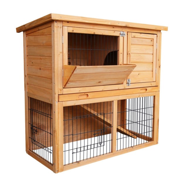 Furtastic 2-Storey Wooden Chicken Coop & Rabbit Hutch With Trough Image 3
