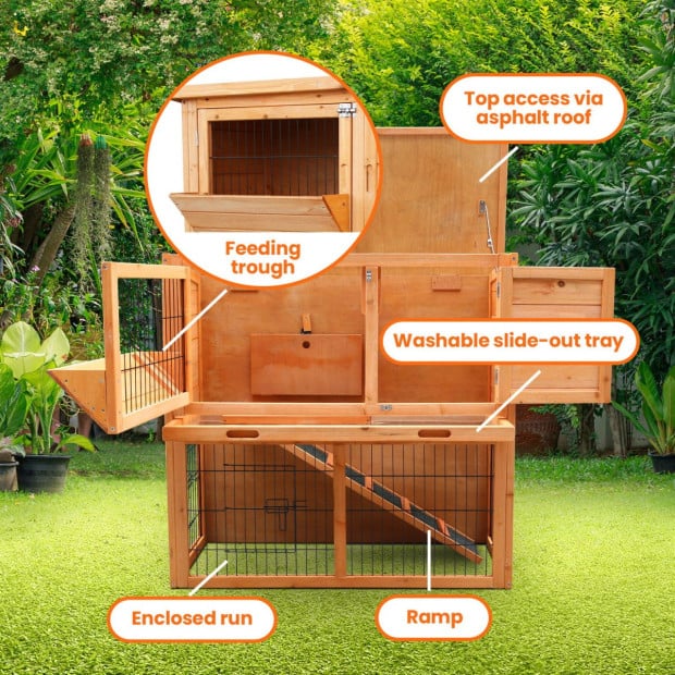 Furtastic 2-Storey Wooden Chicken Coop & Rabbit Hutch With Trough Image 5